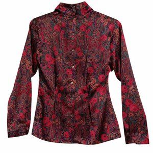 Jos. A. Bank Red, Purple, and Green Blouse